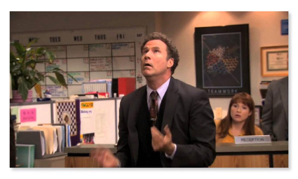 scene of Will Ferrell juggling in the show "The Office"