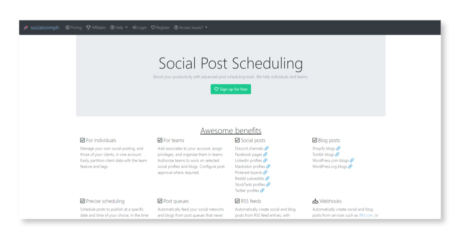 Socialoomp Dashboard - Hootsuite alternatives