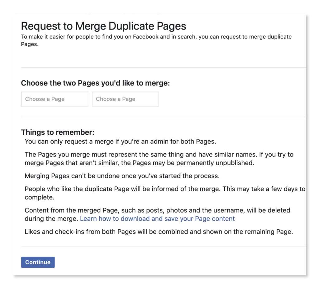 merge duplicate page