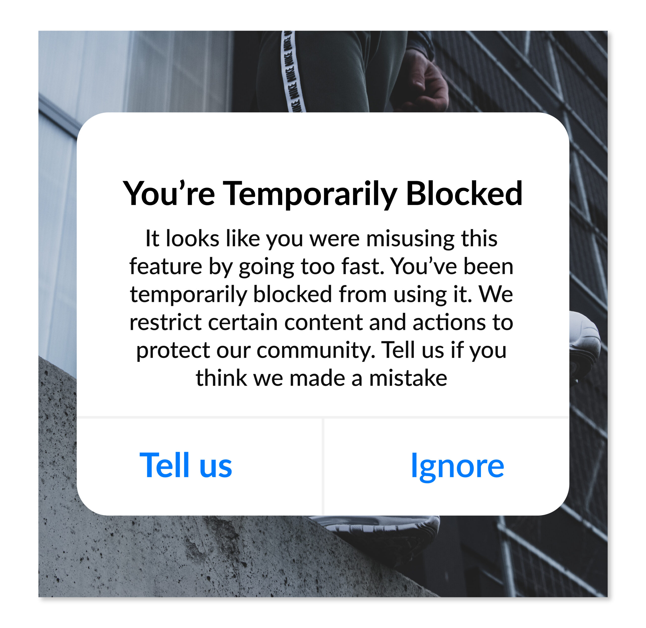 Instagram has blocked your activities error