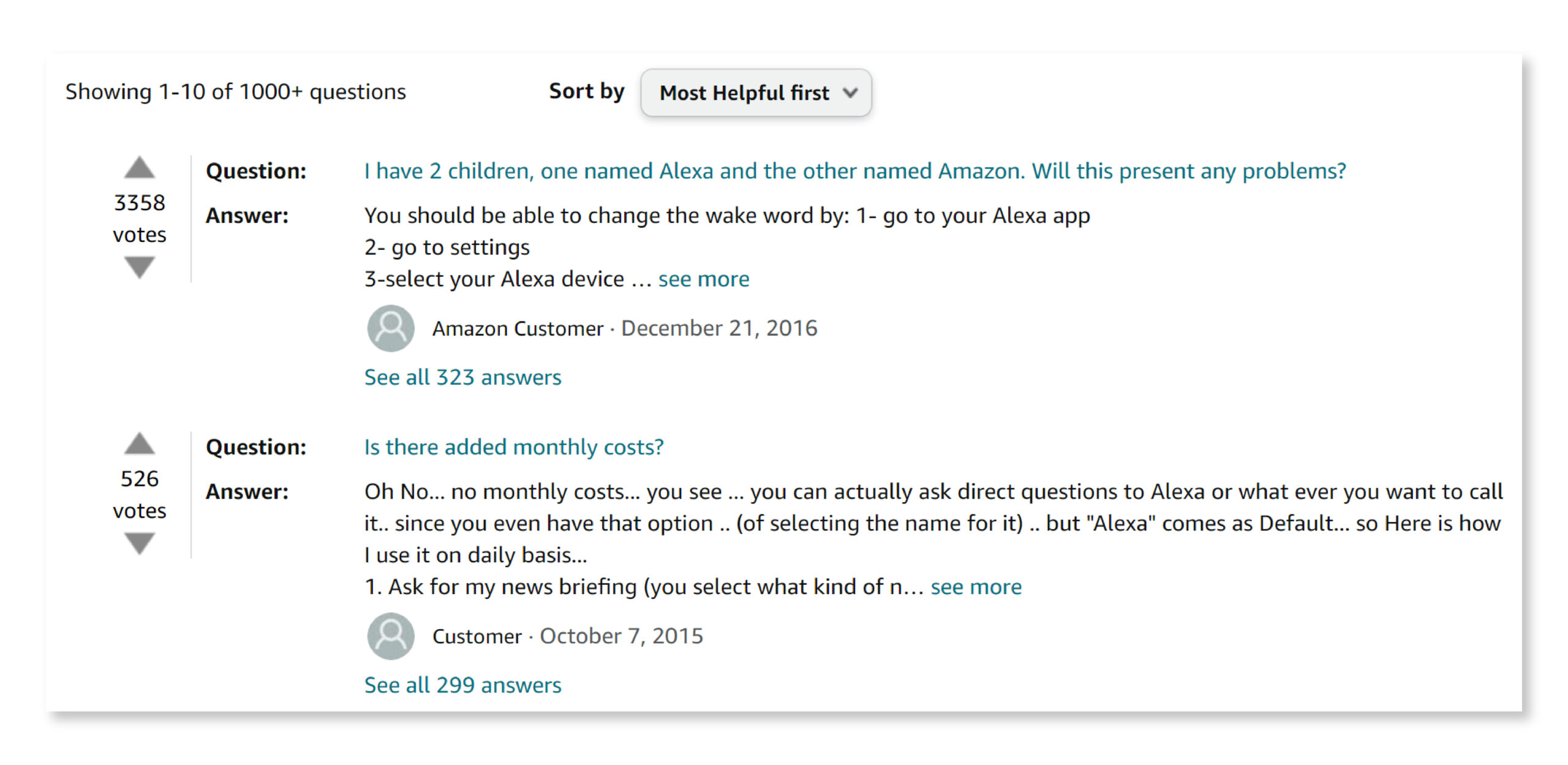 Amazon’s Q&A section