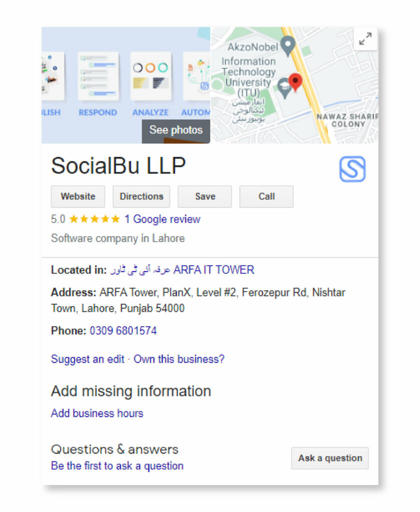 SocialBu Google My Business Listing 