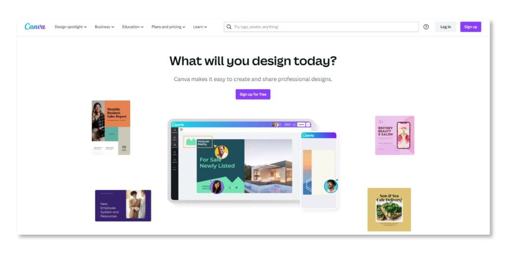 Canva website home page