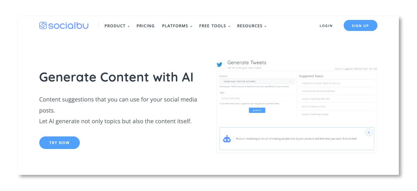 SocialBu AI Content Generator - Character AI Alternatives