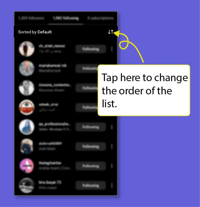 Change the order of IG following list
