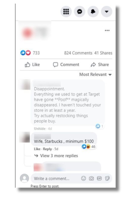 Grayed area of facebook comment