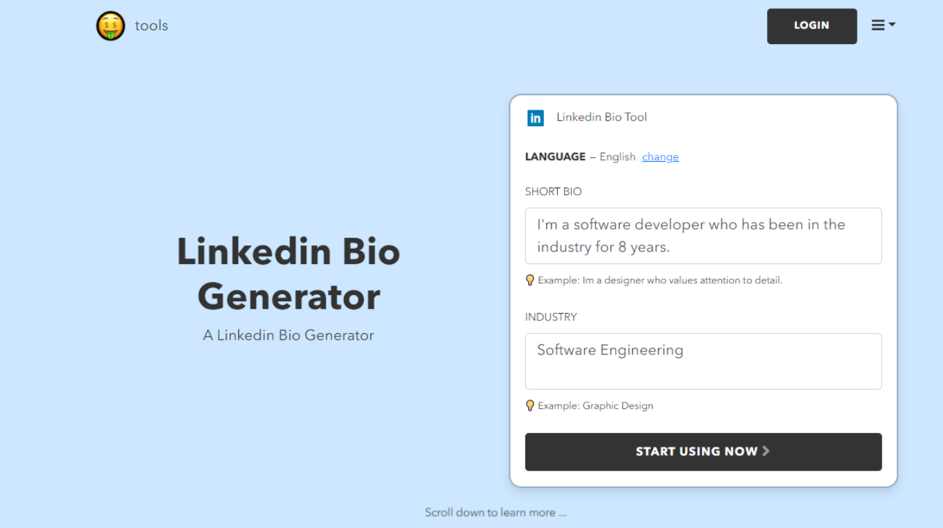 Linkedin bio generator 01: Nichesss 