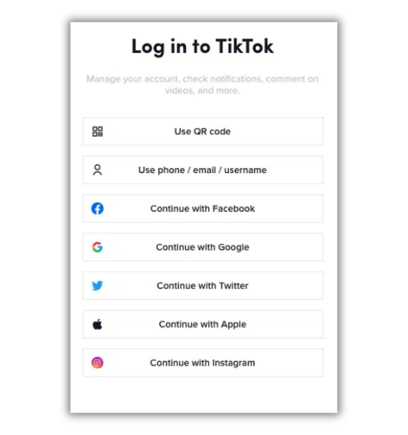 log in TikTok