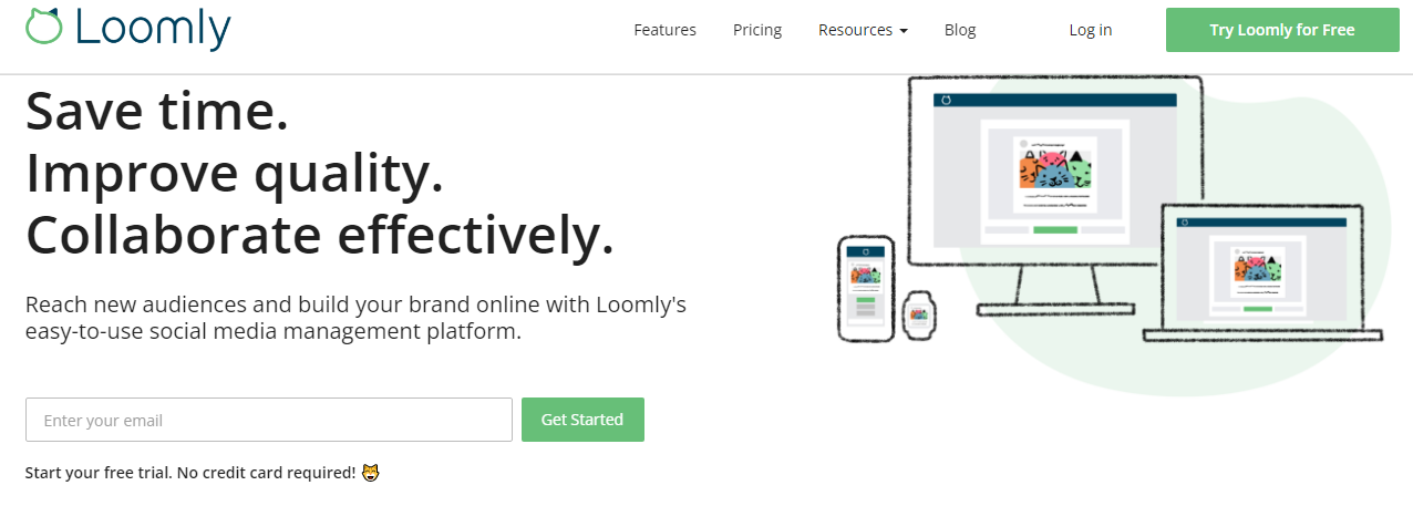 Loomly web homepage