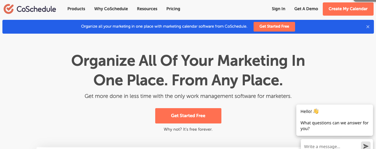 CoSchedule web homepage