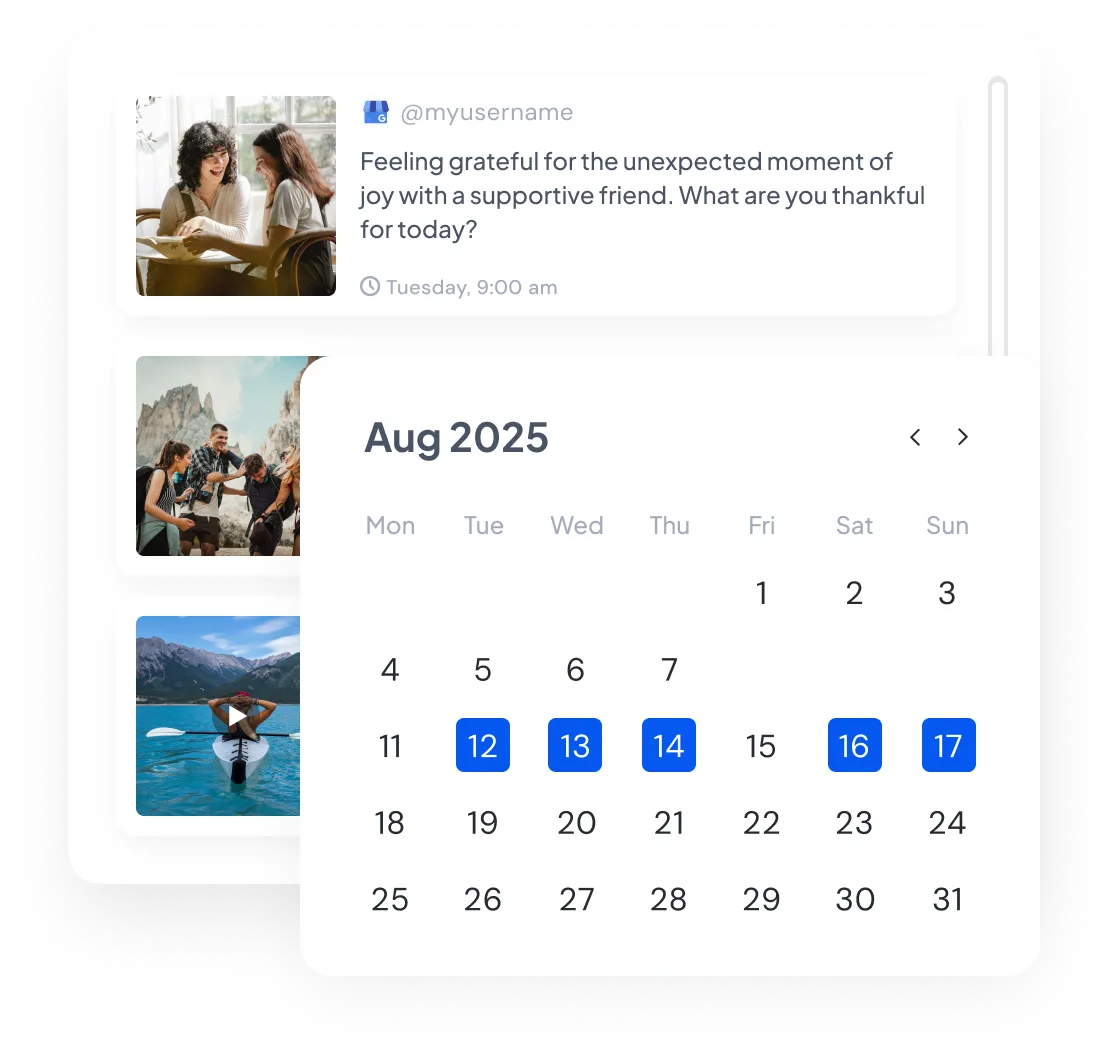 Google Business Profile updates on a publishing calendar